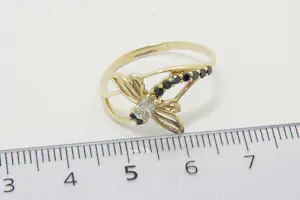 22- Elegante 14krt geel-goud & 0.30ct diamanten "Libelle" dames ring kopen? Bied vanaf 250!