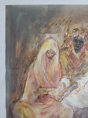 Cees Bantzinger - Echtpaar. Gemengde techniek. Noord Afrika? kopen? Bied vanaf 149!