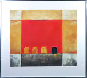 Berend Pasman - Acryl op canvasboard, Zonder titel - Ingelijst verkocht voor € 35!