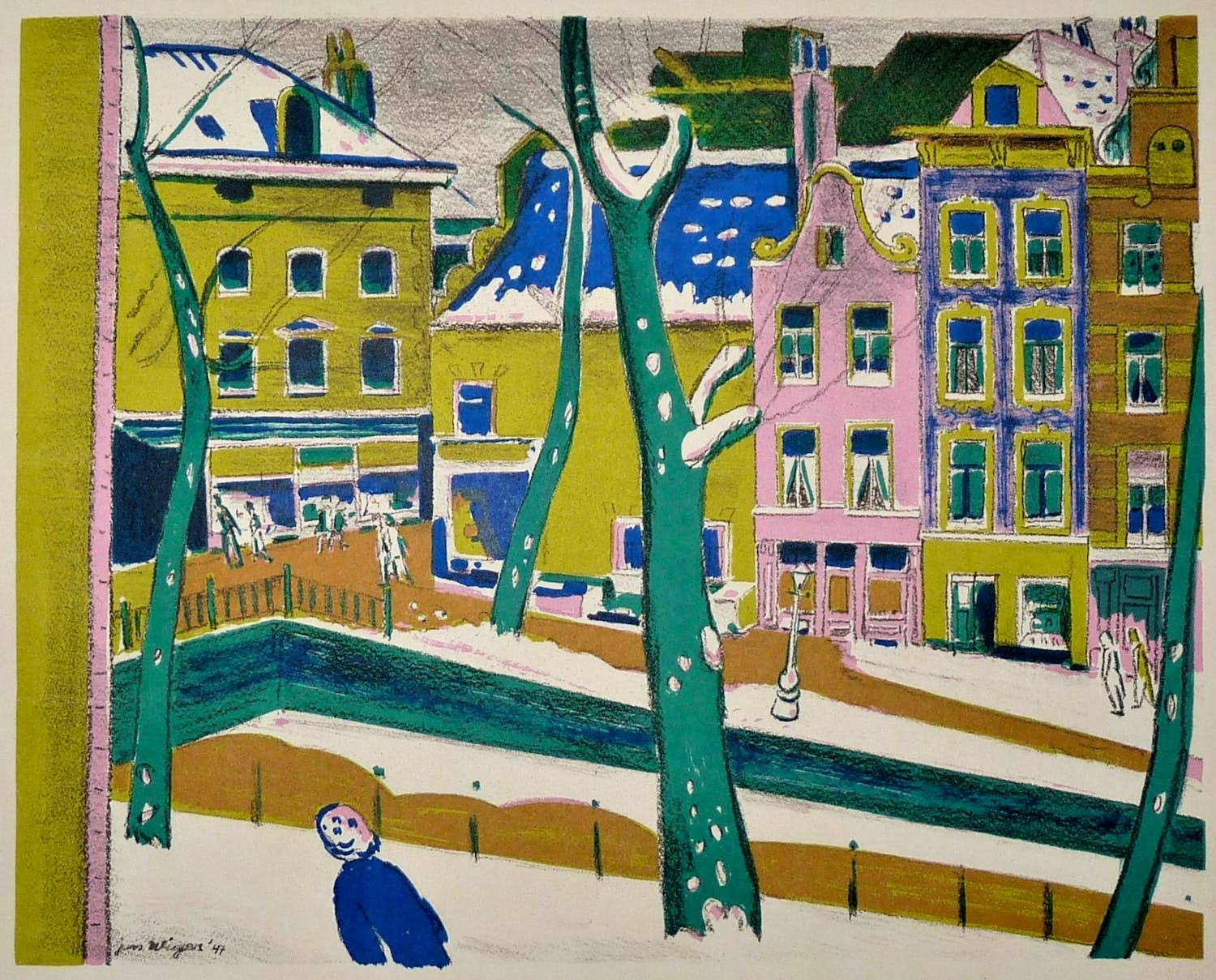 Jan Wiegers - Stadsgezicht Achterburgwal verkocht voor € 125!