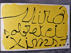 Joan Miro - De originele 1973 uitnodiging + kleuren litho Galerie Maeght "Sobreteixims" kopen? Bied vanaf 68!