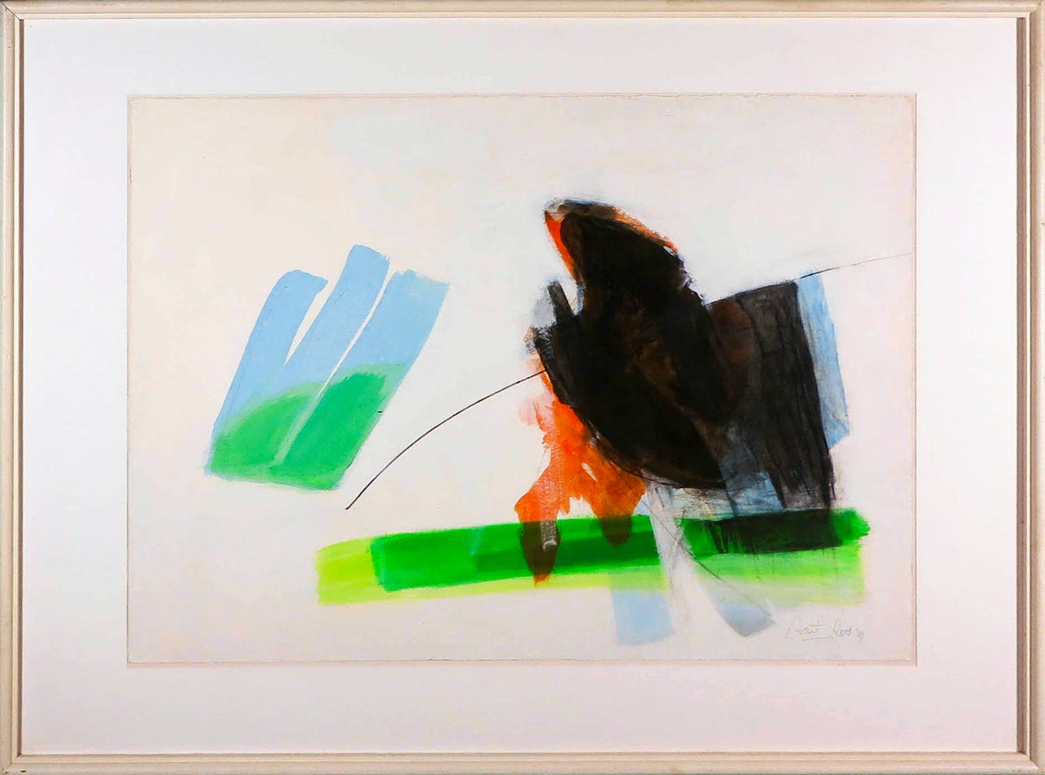 Aart Roos - Acryl op papier, Circle of birds XIX - Ingelijst (Groot) kopen? Bied vanaf 1!