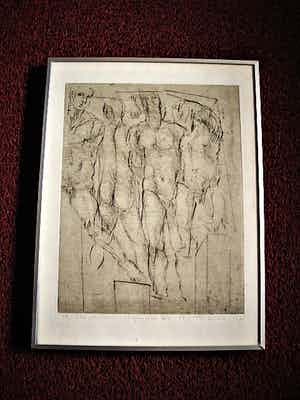 Frits van Eeden - Bijzondere 1e stadium 1/3 Ets "Mannelijke naakten" gesigneerd 1981 verkocht voor € 10!