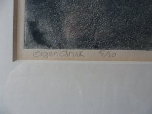 Gerard van Kerkhof - Ingekleurde ets. Titel, "Werk in uitvoering nabij Parijs". kopen? Bied vanaf 20!