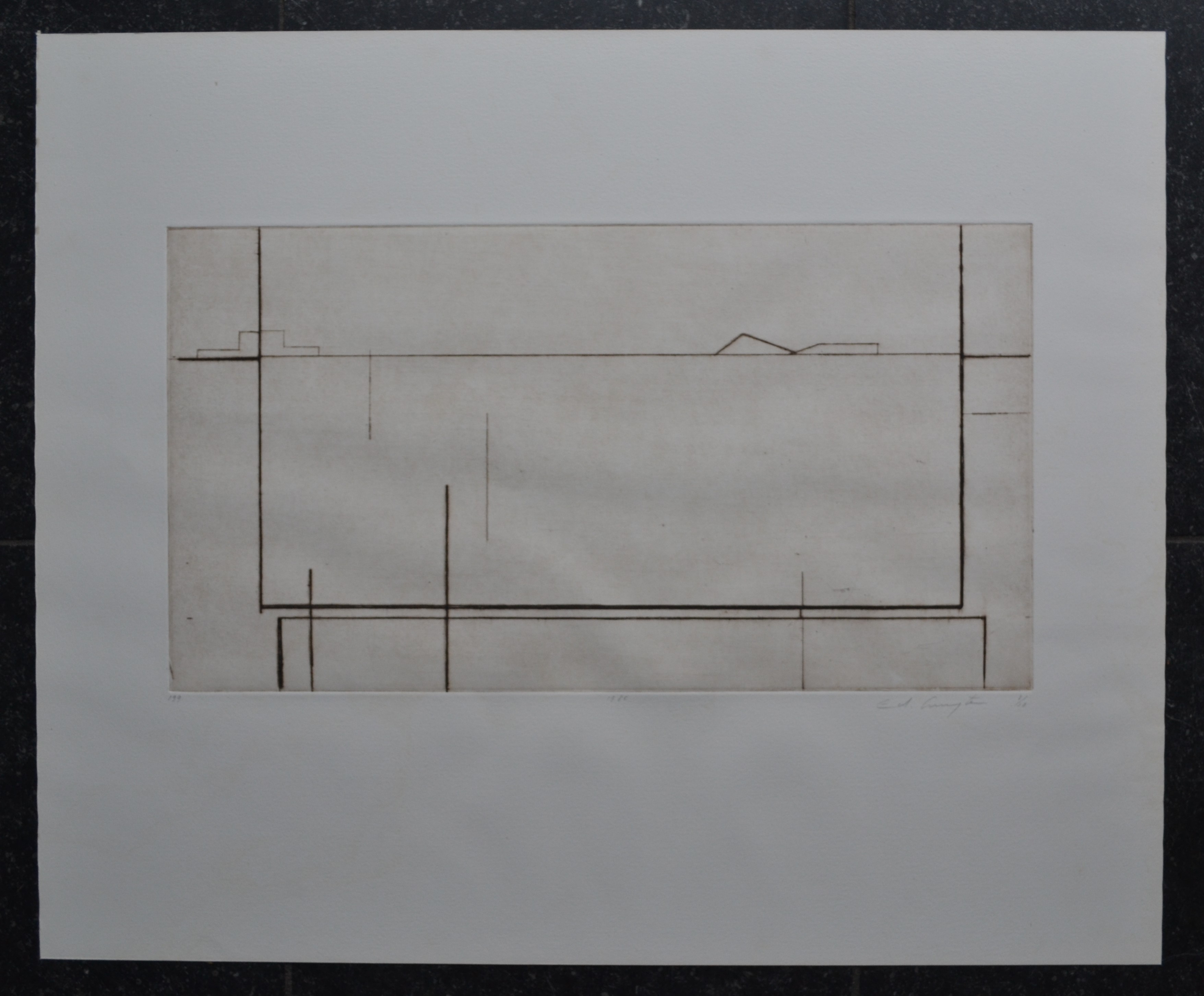 Ed Luijten - Compositie van geometrische, elkaar doorkruisende lijnen - Ets kopen? Bied vanaf 1!