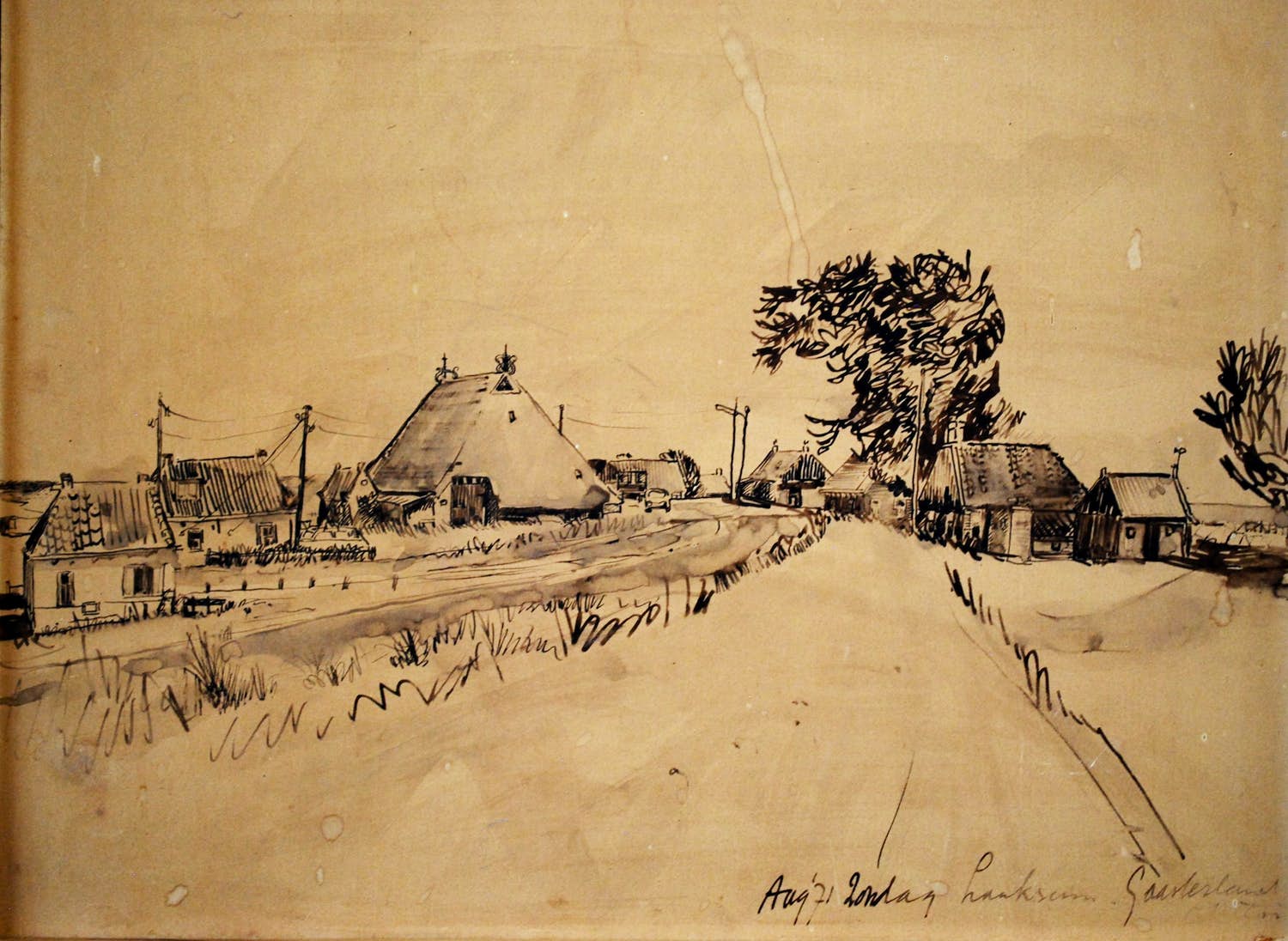 Jan Zondag - Laaksum, Friesland 1971 - inkttekening verkocht voor € 75!
