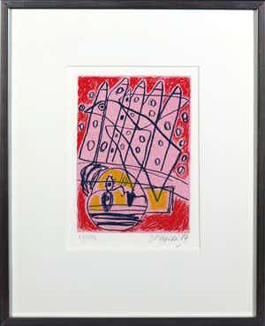 Corneille - Zeefdruk, Allegro IV - Ingelijst verkocht voor € 120!