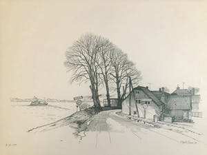 Gerrit Neven - Ammerstol - Tekening, Ingelijst kopen? Bied vanaf 140!