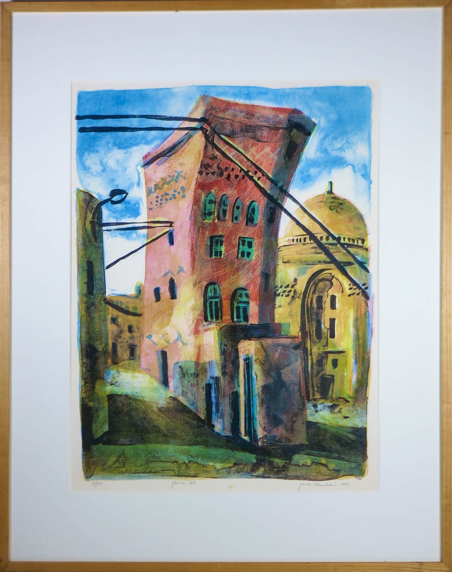 Jeroen Hermkens - Litho op papier, Yemen Shibam - Ingelijst kopen? Bied vanaf 70!