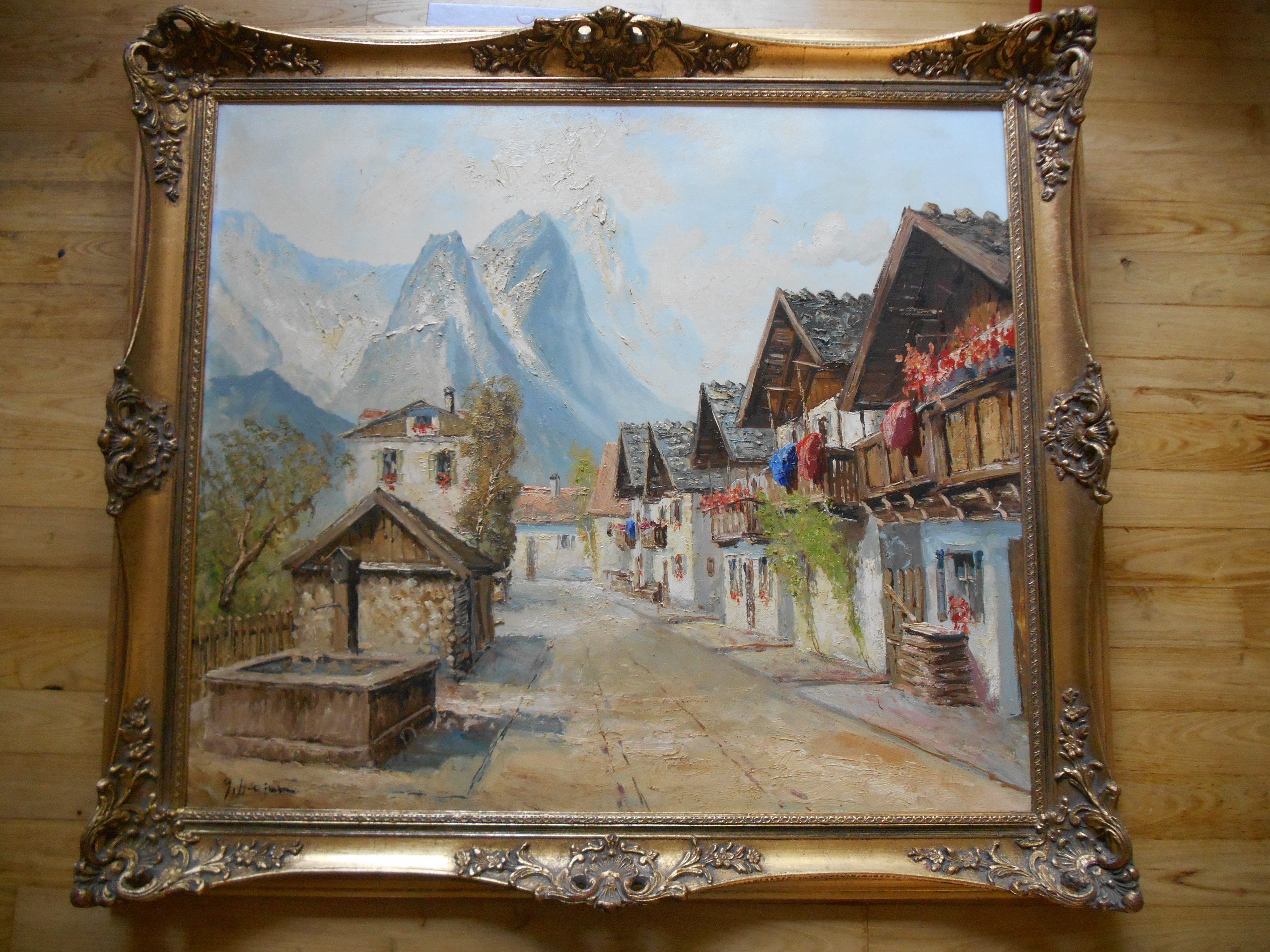 Niet of onleesbaar gesigneerd - Dorpsstraat in de Alpen bij de Zugspitze kopen? Bied vanaf 1!