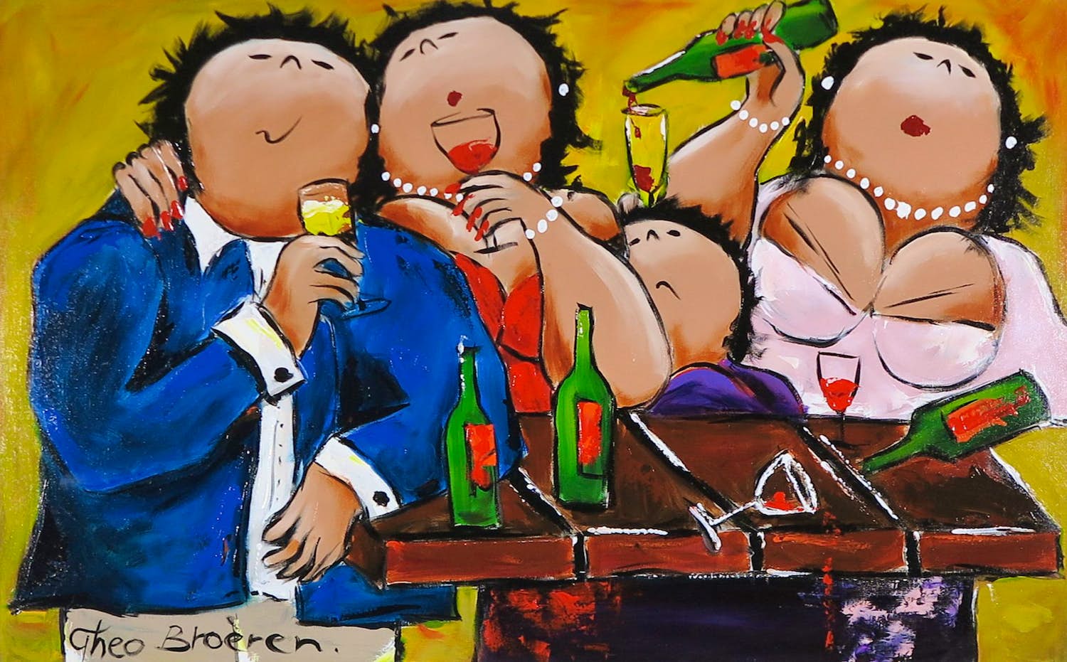 Theo Broeren - Acryl op doek, Van bovenaf (Zeer groot) verkocht voor € 100!