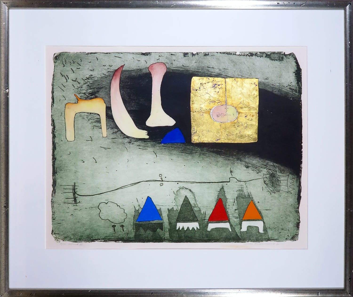 Michel van Overbeeke - Kleurenets, Abstracte compositie - Ingelijst verkocht voor € 1!