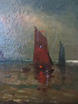 Alfred Stevens - (1823-1906) Zeegezicht Zeilboten kopen? Bied vanaf 250!