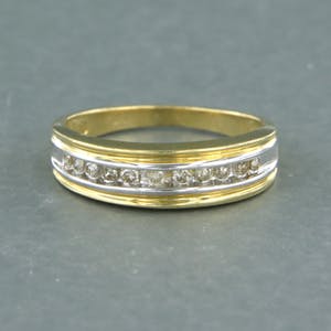 14k bicolor ring met briljant geslepen diamant 0.33 ct - ringmaat 16,5 (52) kopen? Bied vanaf 1!