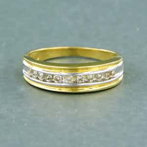 14k bicolor ring met briljant geslepen diamant 0.33 ct - ringmaat 16,5 (52) verkocht voor € 1!