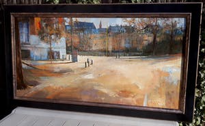 Klaas Werumeus Buning - Gezicht op het Binnenhof, olieverf op doek (mooi ingelijst, groot) kopen? Bied vanaf 1000!