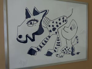 Karel Appel - PAARD & FIGUUR / ZW-W LITHO / 51x66cm / KADER / SIG kopen? Bied vanaf 295!