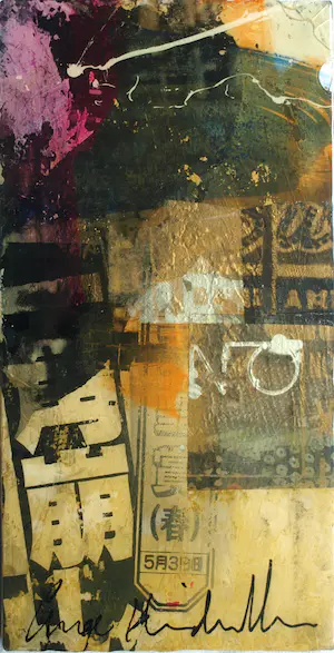 AcheterGeorge Heidweiller - Collage en acryl , Zonder titel - 58½ x 30 x 2 cm.? Enchérissez de 1!