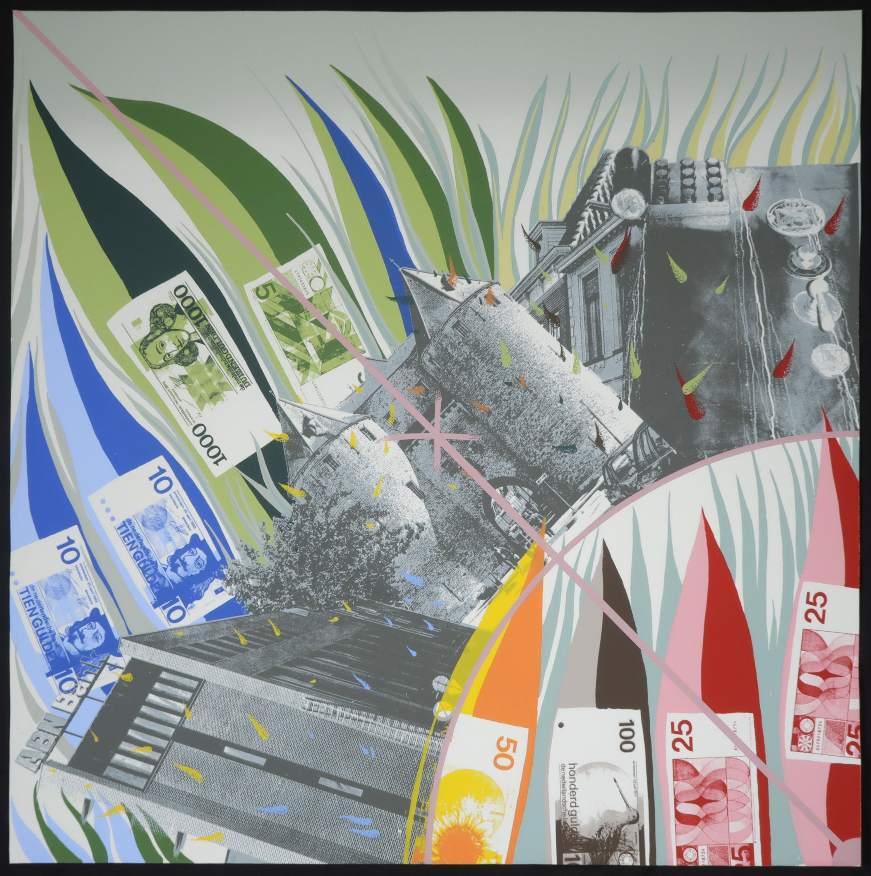 Harrie Schalken - Serie van 7 zeefdrukken, De deellijn tussen besteden en beleggen kopen? Bied vanaf 20!