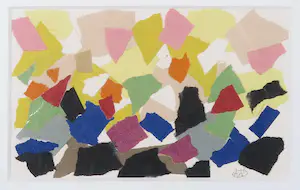 Andre van der Vossen - Collage op papier, Abstracte compositie kopen? Bied vanaf 150!