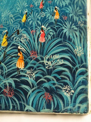 Niet of onleesbaar gesigneerd - Acrylverf op doek , “Blauw landschap met vrouwen“ kopen? Bied vanaf 1!