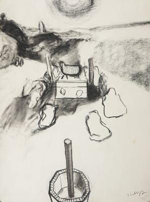 Yvan Theys - Houtskool op papier, Zonder titel kopen? Bied vanaf 100!