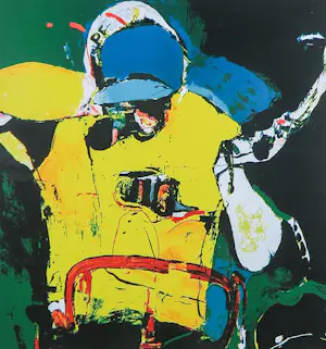 Kees van Bohemen - Zeefdruk, Gele trui - Ingelijst (inclusief boek) kopen? Bied vanaf 200!