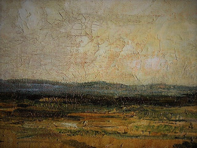 Niet of onleesbaar gesigneerd - Fraai impressionistisch zg. panorama olieverf "Duinlandschap" gesigneerd  kopen? Bied vanaf 1!