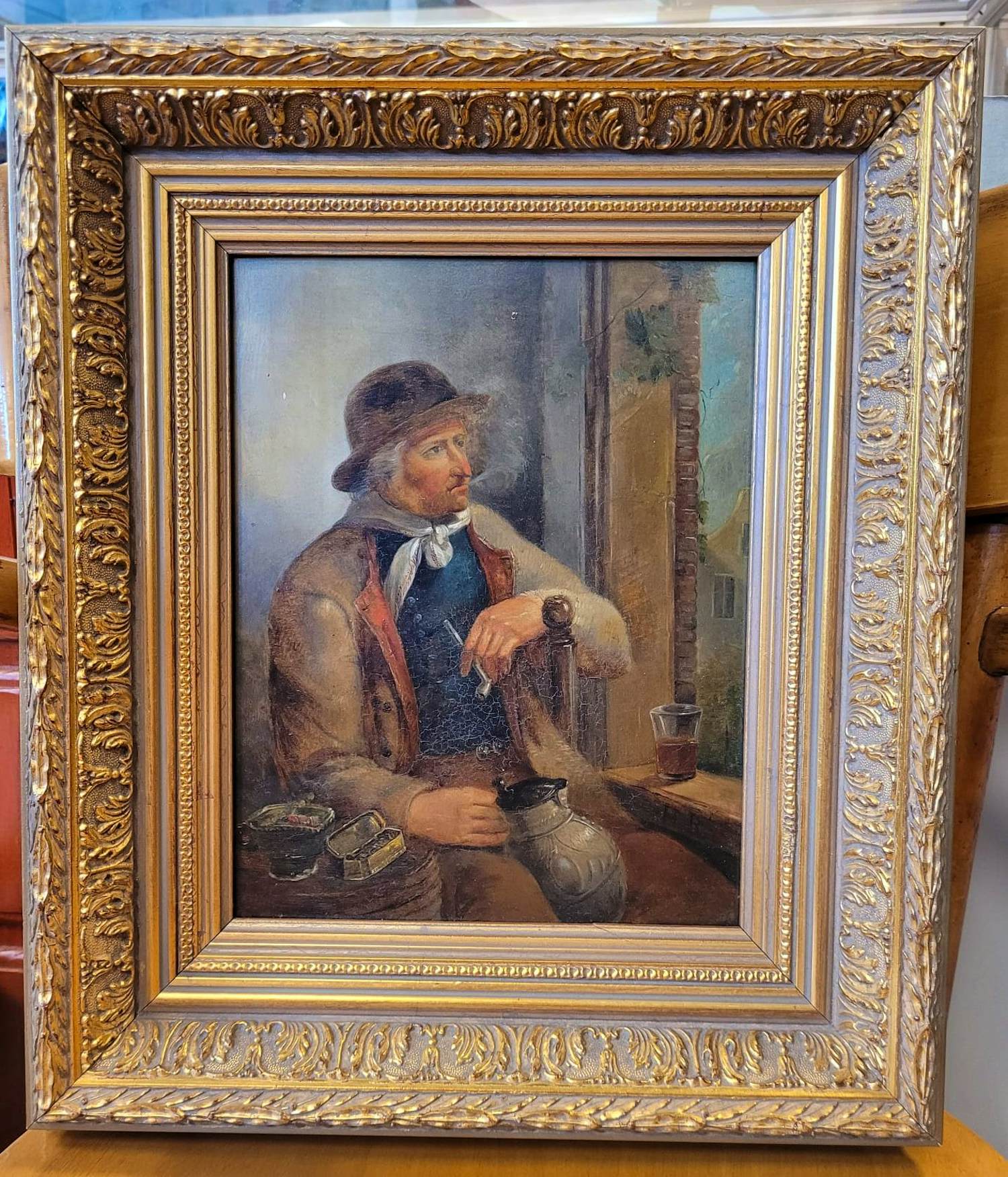 Henricus Engelbertus Reijntjens - Een pijprokende man bij een venster kopen? Bied vanaf 480!