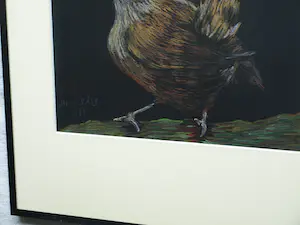 Niet of onleesbaar gesigneerd - Ingelijste pastel , Vogel op tak – gesigneerd – 2017 - Lijst, 41 x 41 cm. kopen? Bied vanaf 1!