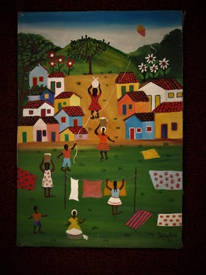 Niet of onleesbaar gesigneerd - Braziliaanse naieve kunst 1978 "Dorp bij Rio de Janeiro" gesigneerd kopen? Bied vanaf 10!