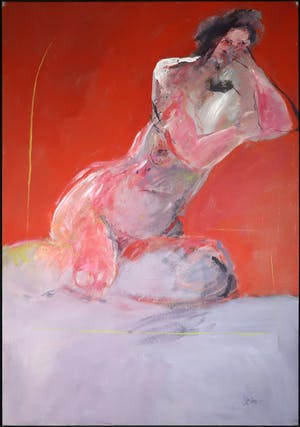 Franscz Witte - Acryl op board, Zittend naakt (Groot) kopen? Bied vanaf 1!