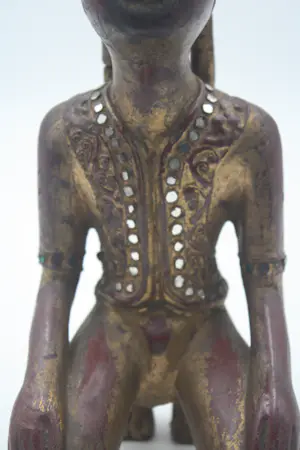 Niet of onleesbaar gesigneerd - Prachtige Zeldzame Oude Vergulde Houten Monnink (20e eeuw) (1) - Hout Verf Glas kopen? Bied vanaf 1!