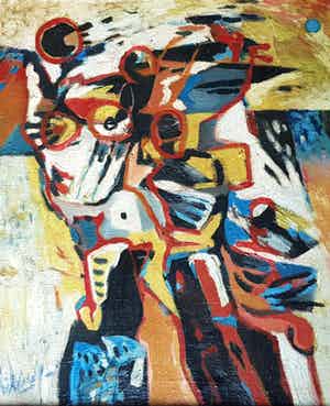 Dirkjan Ribbeling - acryl op doek, gesigneerd verkocht voor € 145!