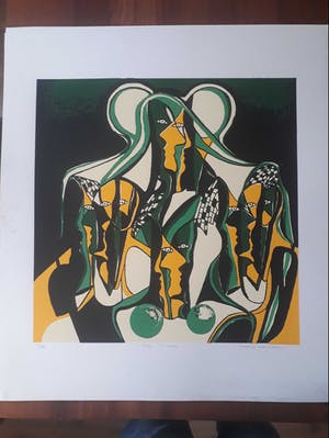 Maartje Wijngaarden - 13 grote zeefdrukken ''faces" kopen? Bied vanaf 65!