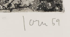 Asger Jorn - Ets en droge naald op handgeschept Japon, Friedhof der Maulwürfe - Ingelijst kopen? Bied vanaf 1!