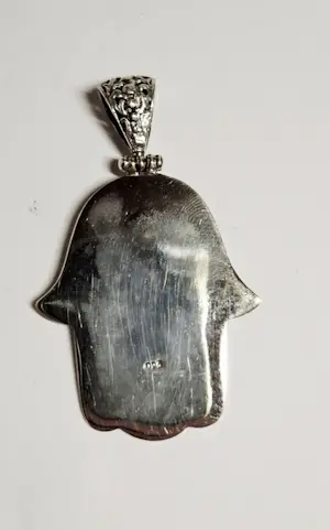 Grote zilveren hanger met turquoise , hand van Fatima kopen? Bied vanaf 45!