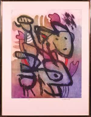 Jan Cobbaert - Ets en aquatint, Zonder titel - Ingelijst verkocht voor € 100!