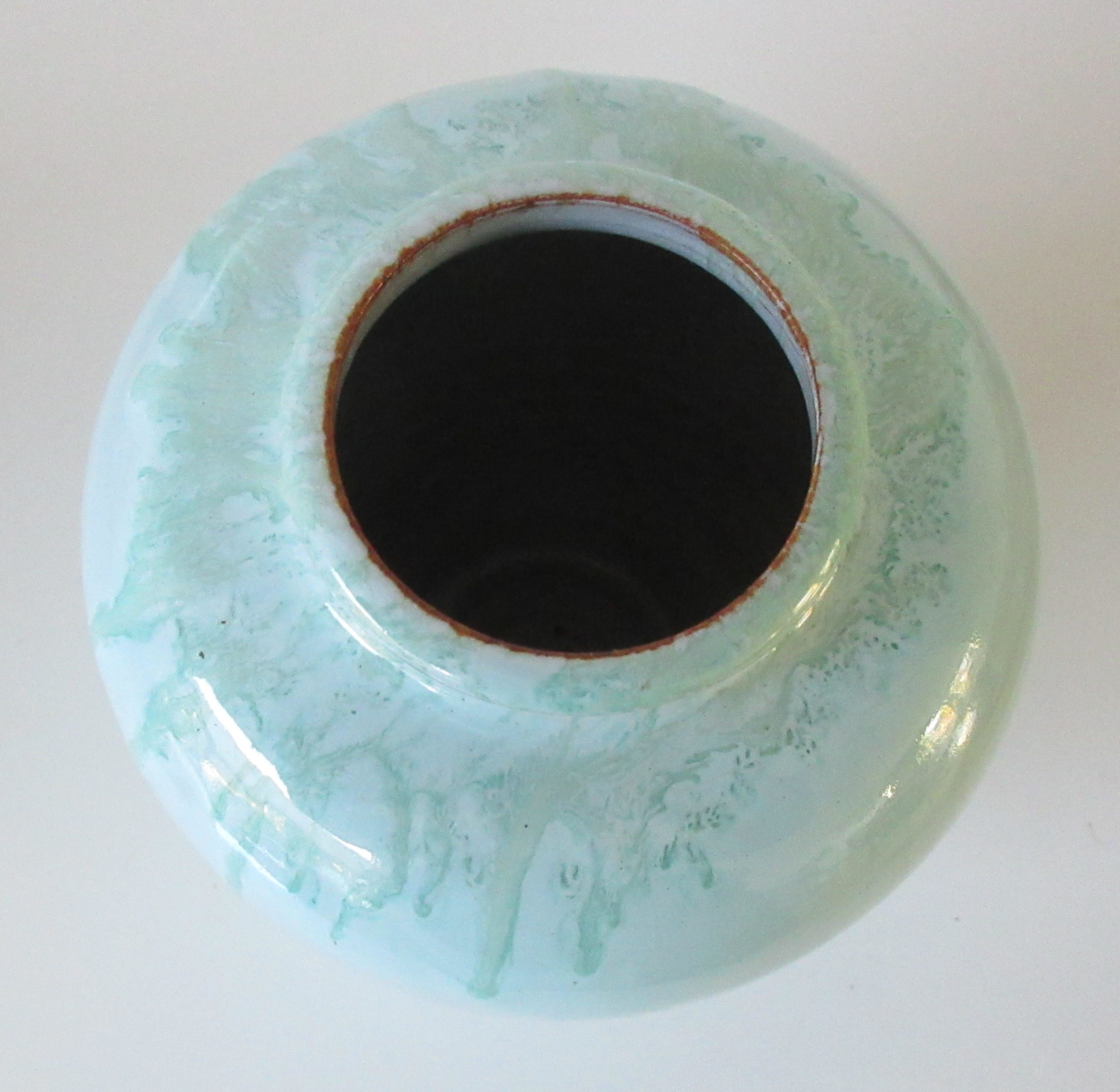 Pieter Groeneveldt - Turqoise vaas met groen stroomglazuur kopen? Bied vanaf 48!