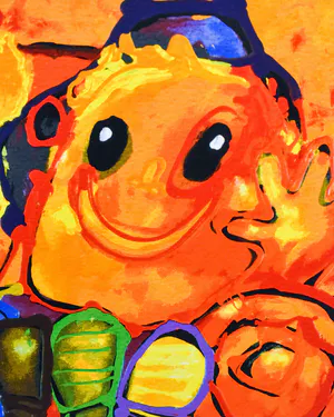 Ad Verstijnen - twee oranje figuren - ingelijst kopen? Bied vanaf 50!