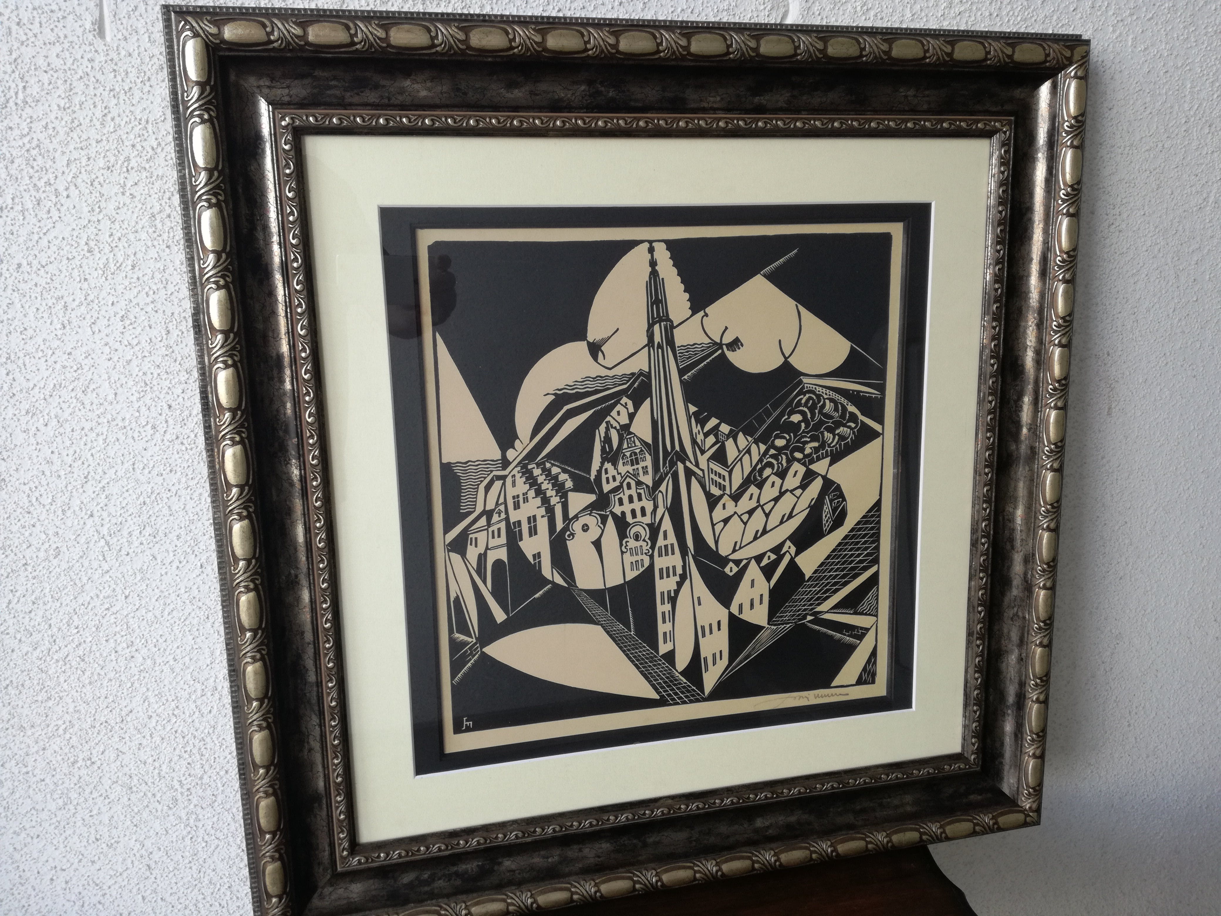 Joris Minne - Houtsnede Dorpszicht verkocht voor € 75!
