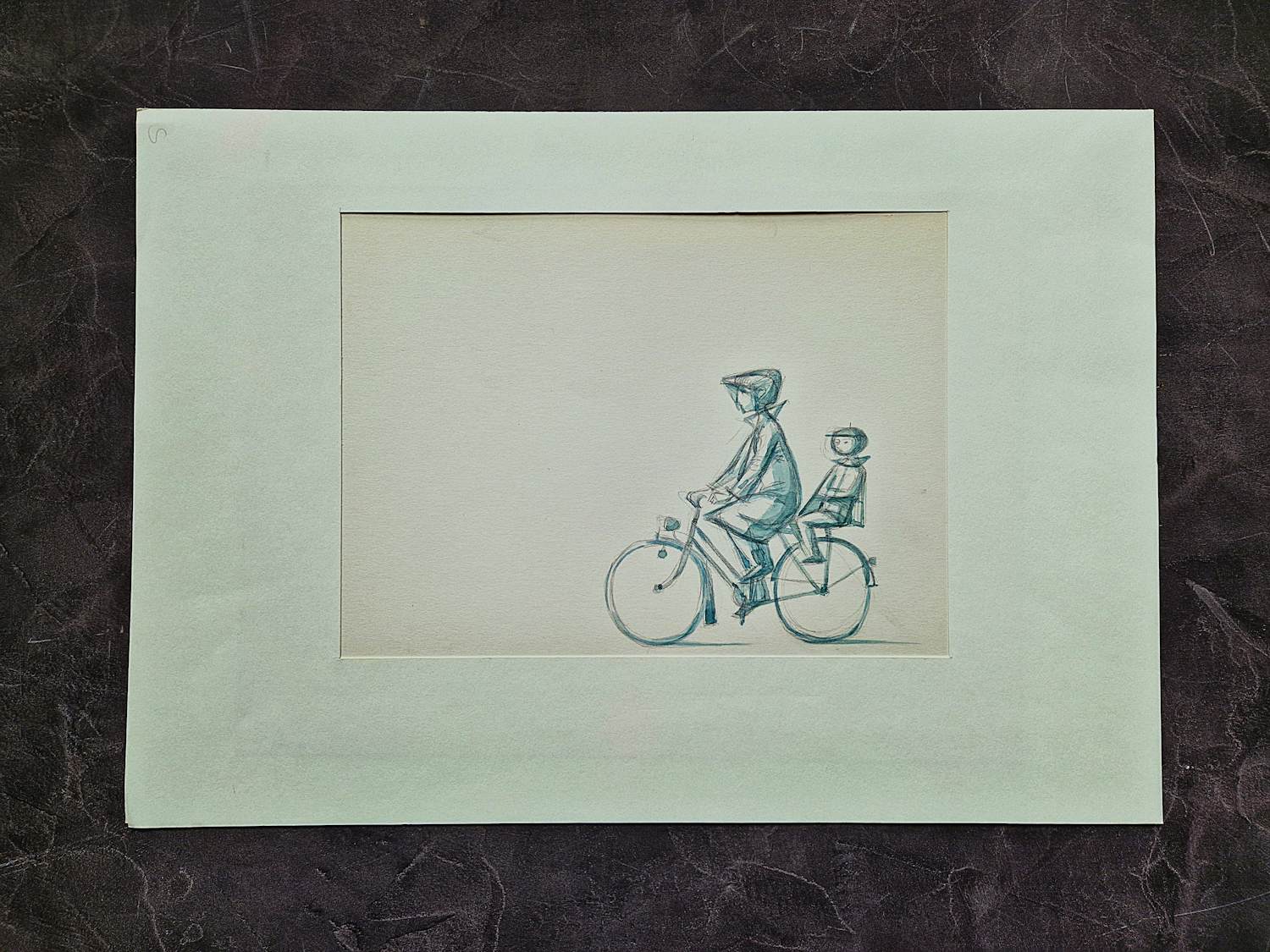 Har Sanders - een figuratieve aquarel van har Sanders zie je niet zo vaak - "op de fiets" kopen? Bied vanaf 58!