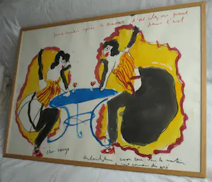 Anton Heyboer - Ingelijst & groot , Pastel & acryl, Can Can danseressen in Parijs kopen? Bied vanaf 300!