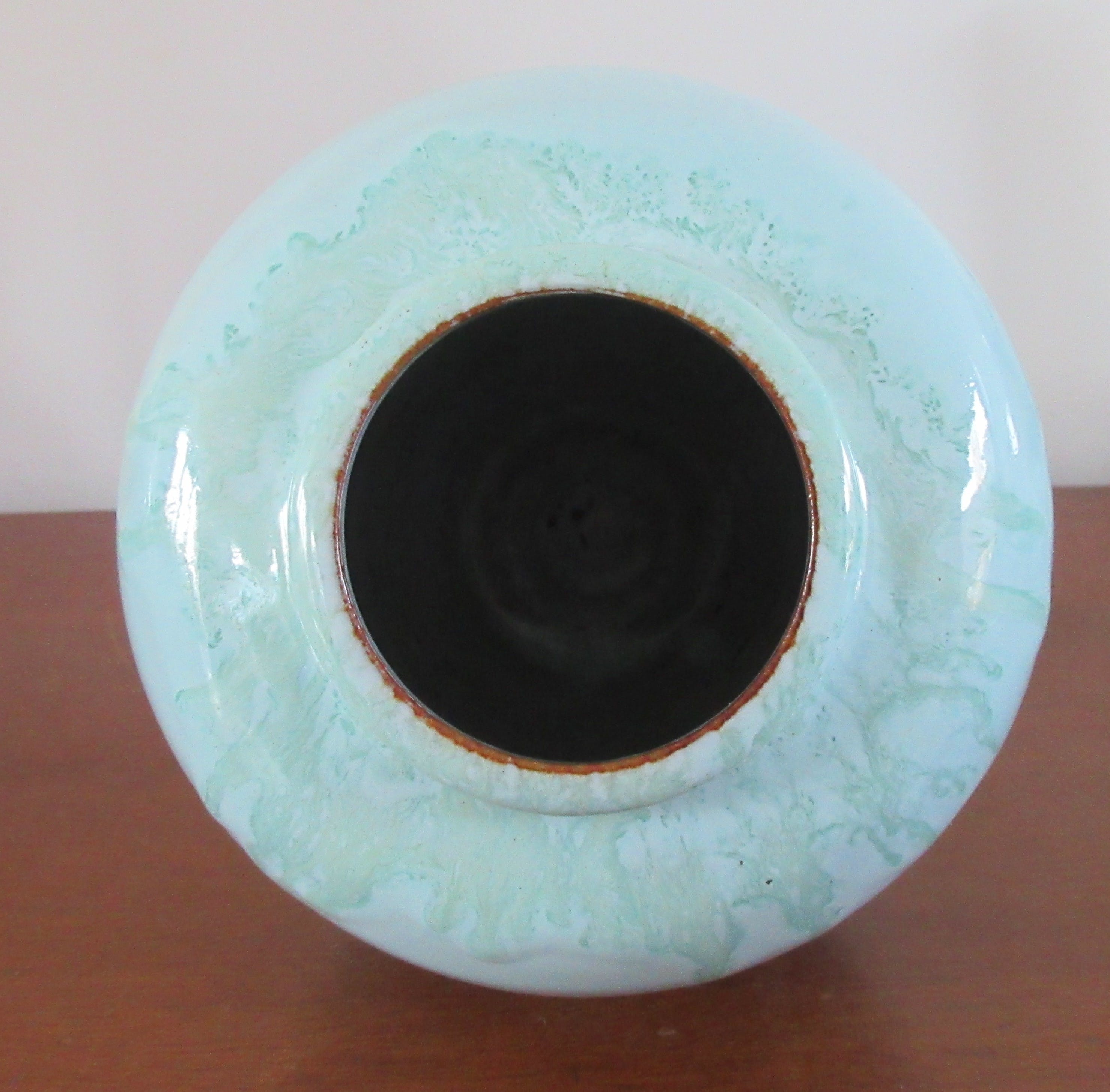 Pieter Groeneveldt - Turqoise vaas met groen stroomglazuur kopen? Bied vanaf 48!