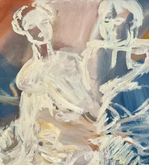 Marcus De Vestele - Große abstrakte Komposition mit zwei Figuren – Öl auf Leinwand, ca. 1972 kopen? Bied vanaf 200!