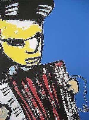 Herman Brood - Kleurenzeefdruk DE ACCORDEONIST Handgesigneerd--GROOT!!! verkocht voor € 425!