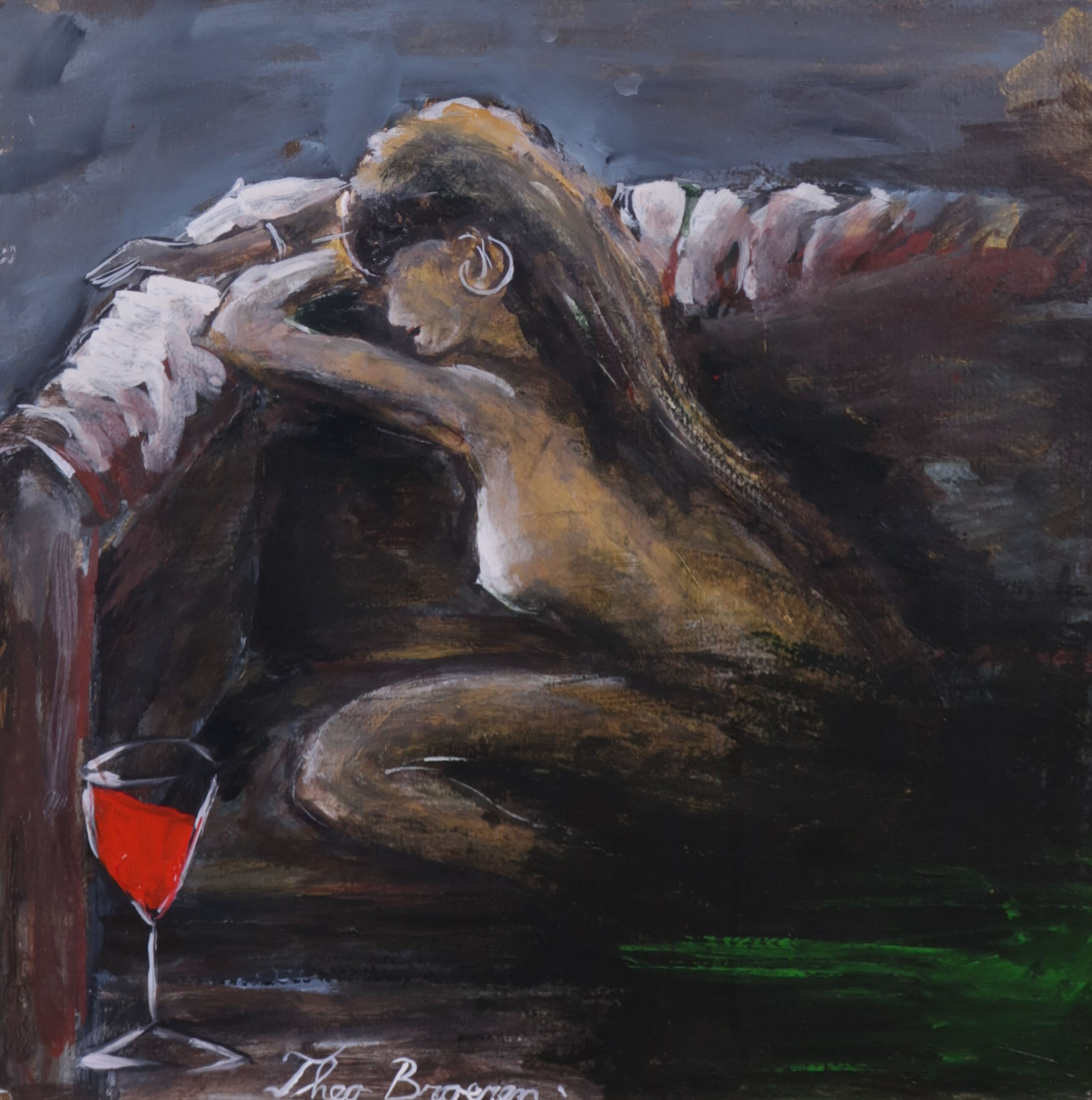 Theo Broeren - Acryl op board, Woman - Ingelijst kopen? Bied vanaf 1!