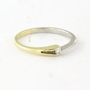 14k bicolour gouden ring met briljant geslepen diamant tot. 0.03ct – F/G- VS/SI kopen? Bied vanaf 170!
