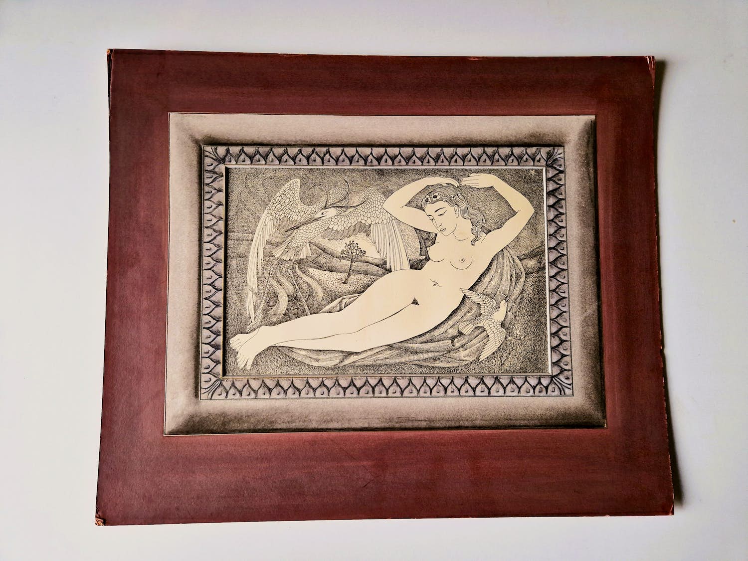 Pieter Starreveld - In 1944 gemaakte Litho "liggend naakt" in door j.c. Jongens gemaakte lijst kopen? Bied vanaf 65!