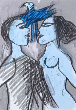 Corneille - Zeefdruk, Liefdespaar verkocht voor € 100!